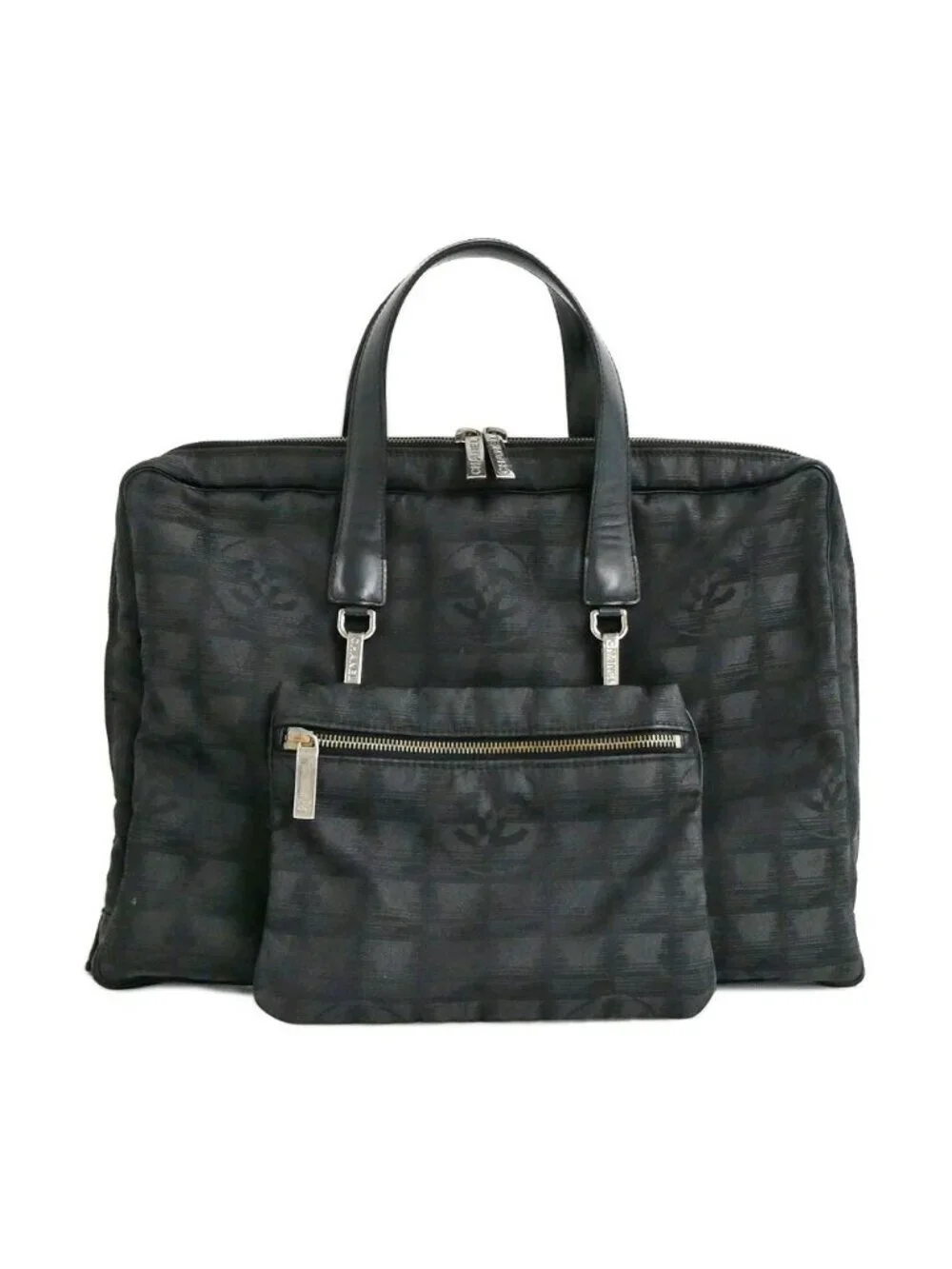 Chanel New Travel Line Briefcase Black Nylon Jacquard Leather Business